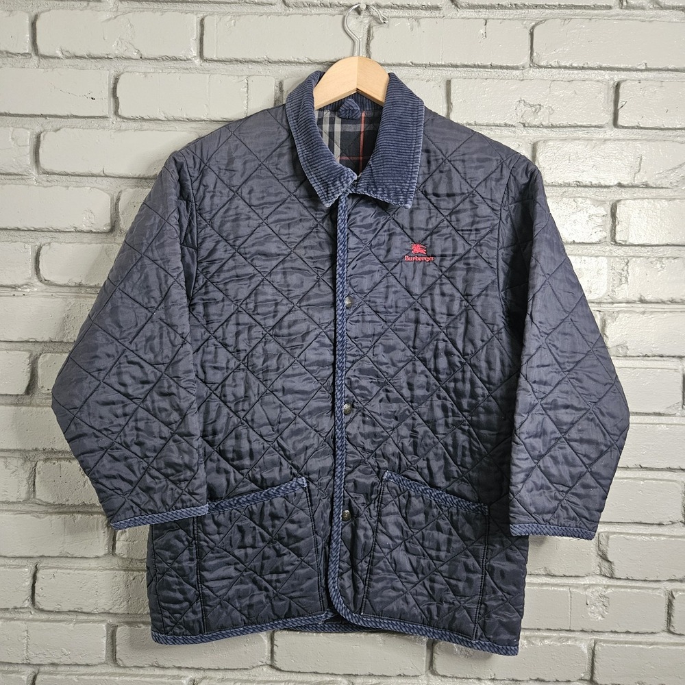 Vintage Burberry Kids‎ Jacket 10 Quilted Utility Hunting England Corduroy Collar